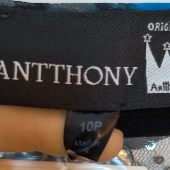 *Original Antthony* Blue Sheer Tunic High low Top Flutter Sleeves 10p - Picture 4 of 9